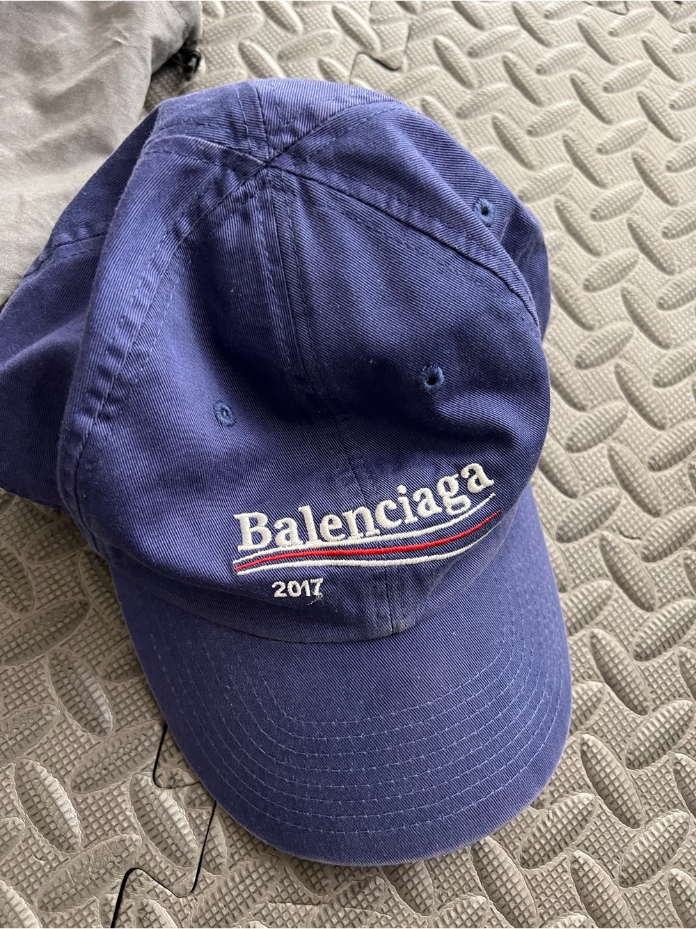 Balenciaga Men’s Navy Blue Embroidered Logo Baseball Cap